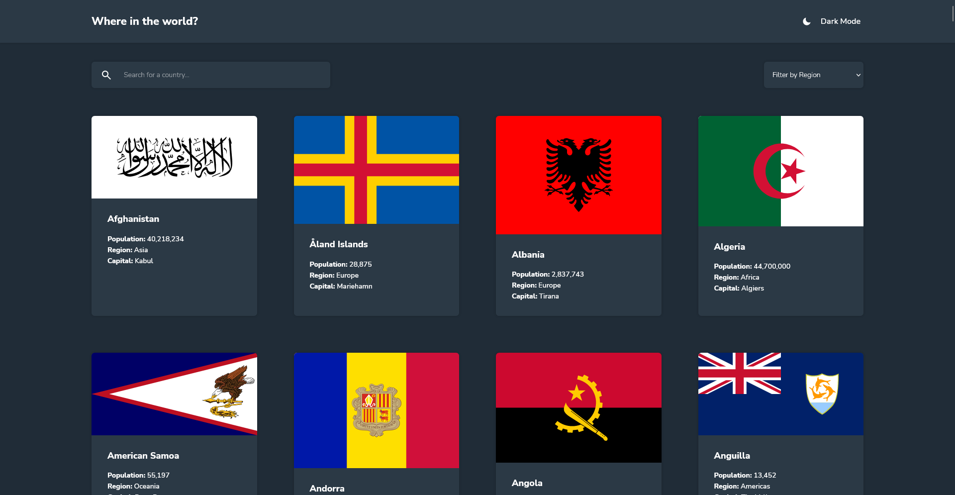 Projeto REST countries API